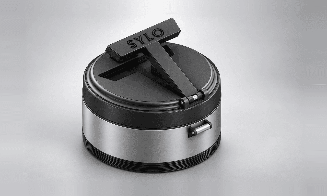 Round Canister with Lever-Style Hinged Lid